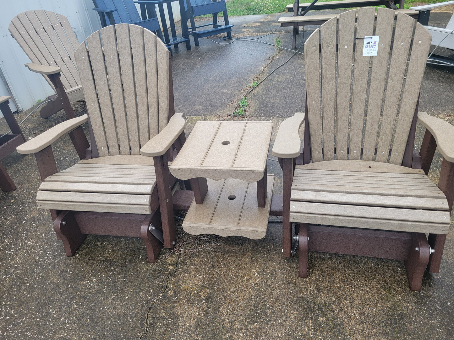 Adirondack Glider Chairs with fixed center table
