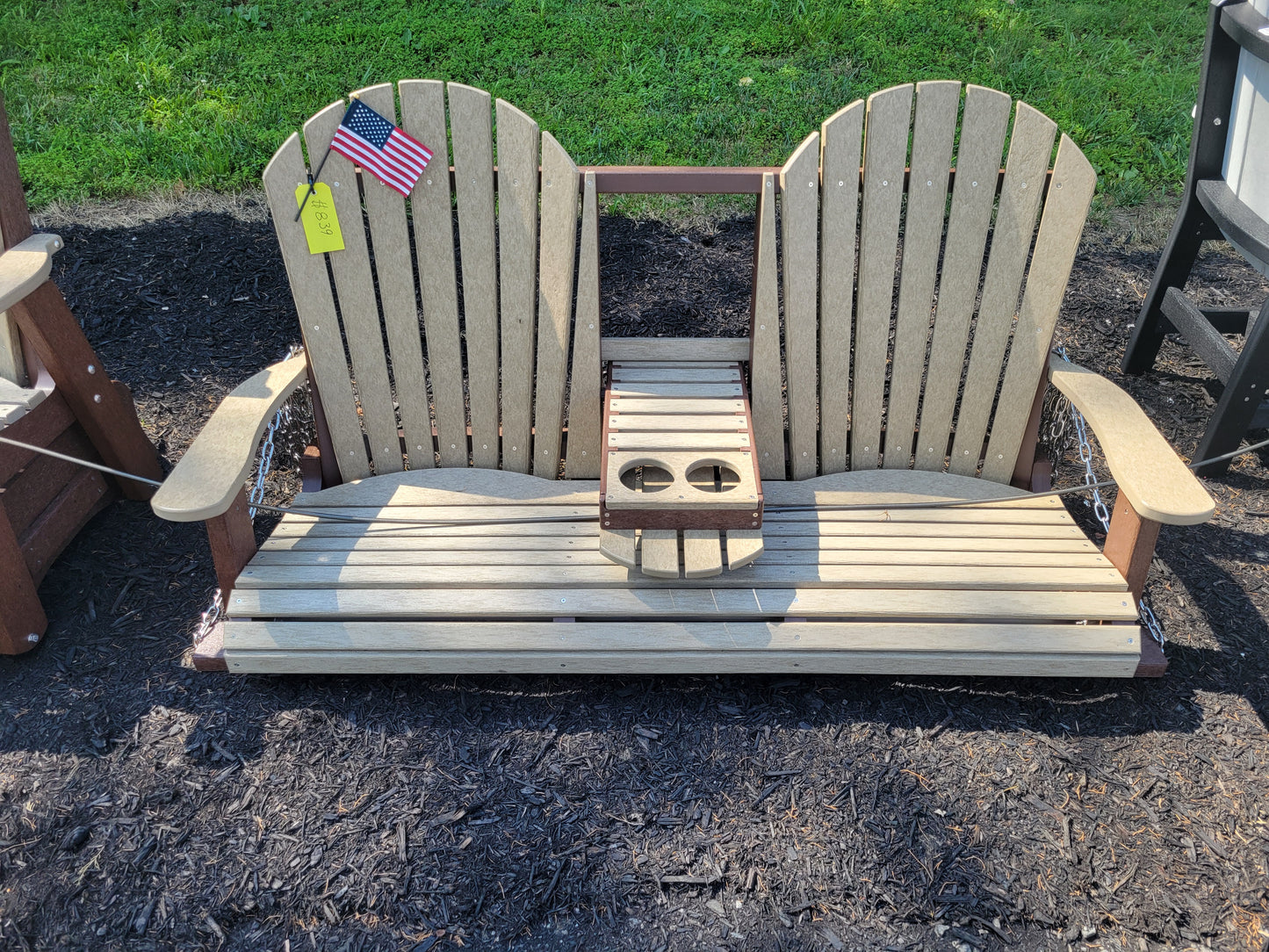 Porch Swing with Adirondack Back and Center Console
