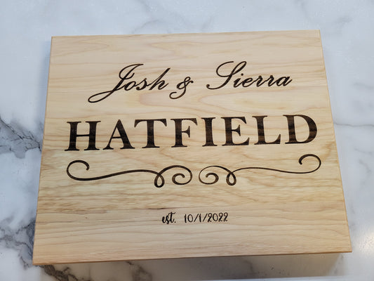 Family Name Plaque or Cutting Board Style #3