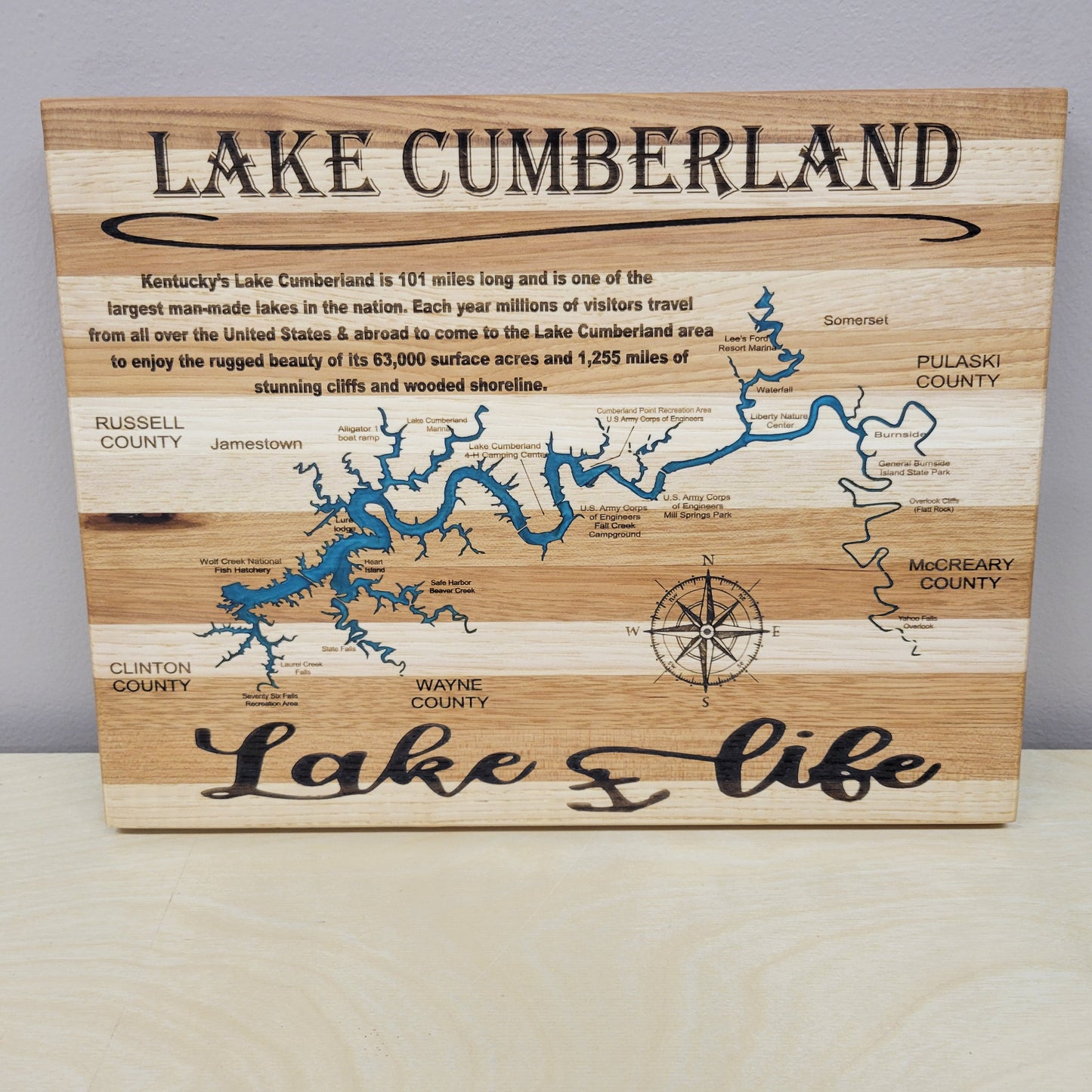 Lake Cumberland Hickory Cutting Board / Wall Art