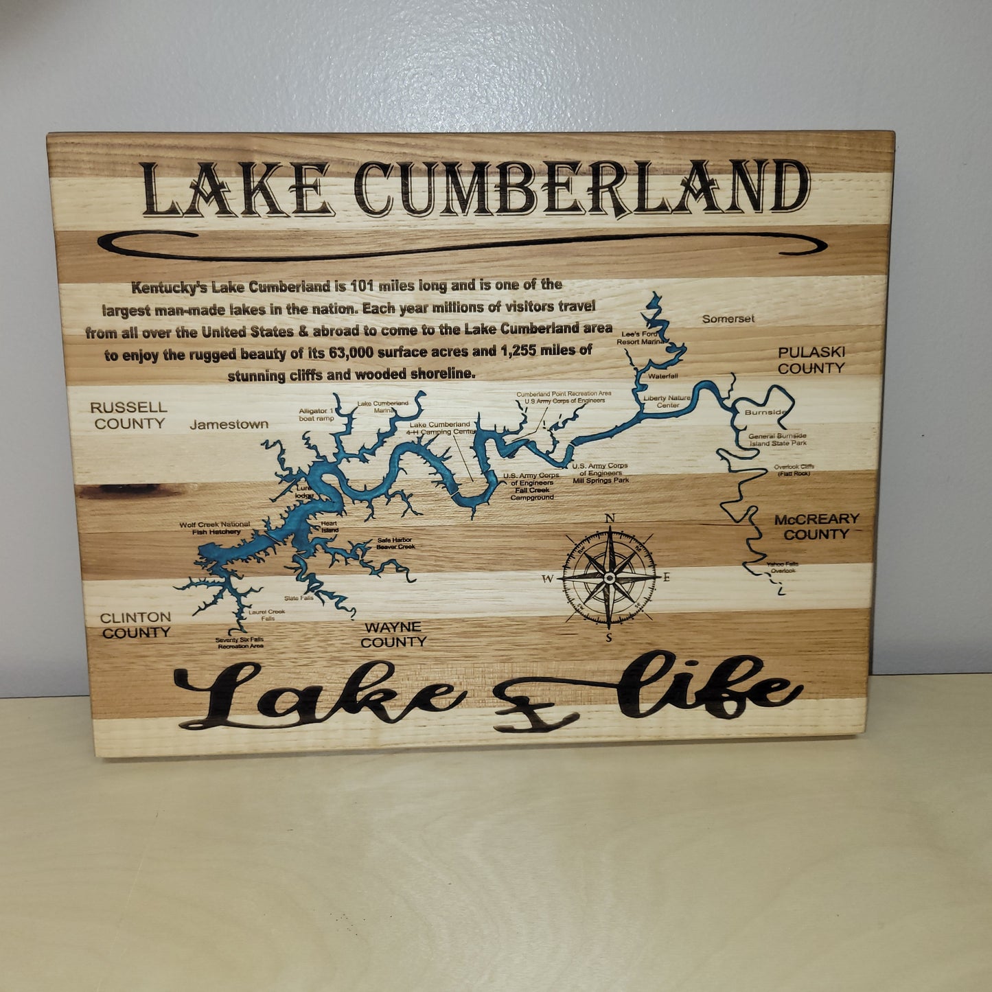 Lake Cumberland Hickory Cutting Board / Wall Art