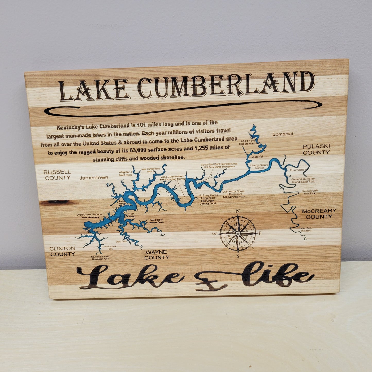 Lake Cumberland Hickory Cutting Board / Wall Art