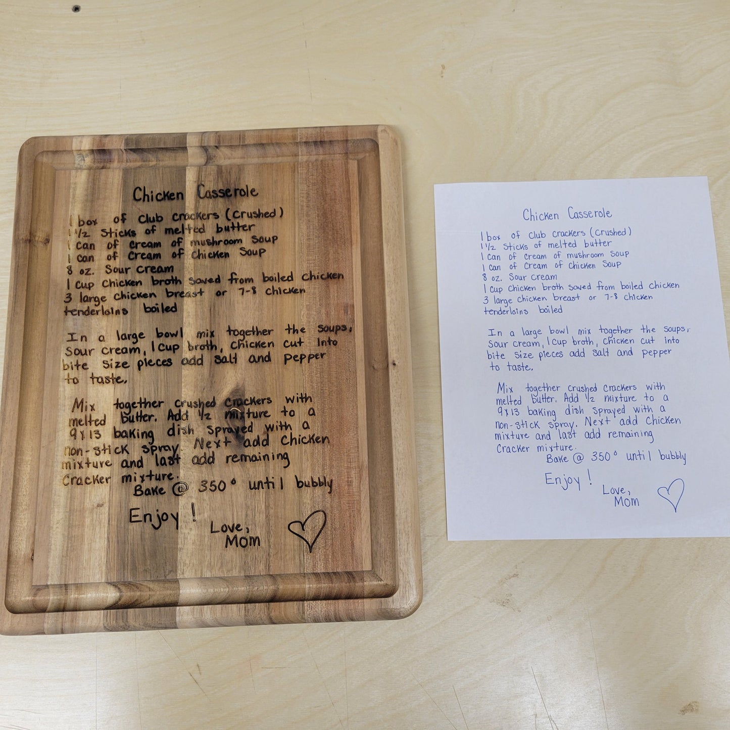 Family Recipe Hickory Cutting Board