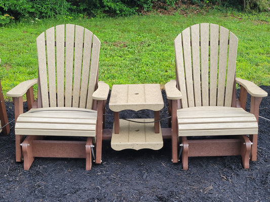 Adirondack Glider Chairs with fixed center table