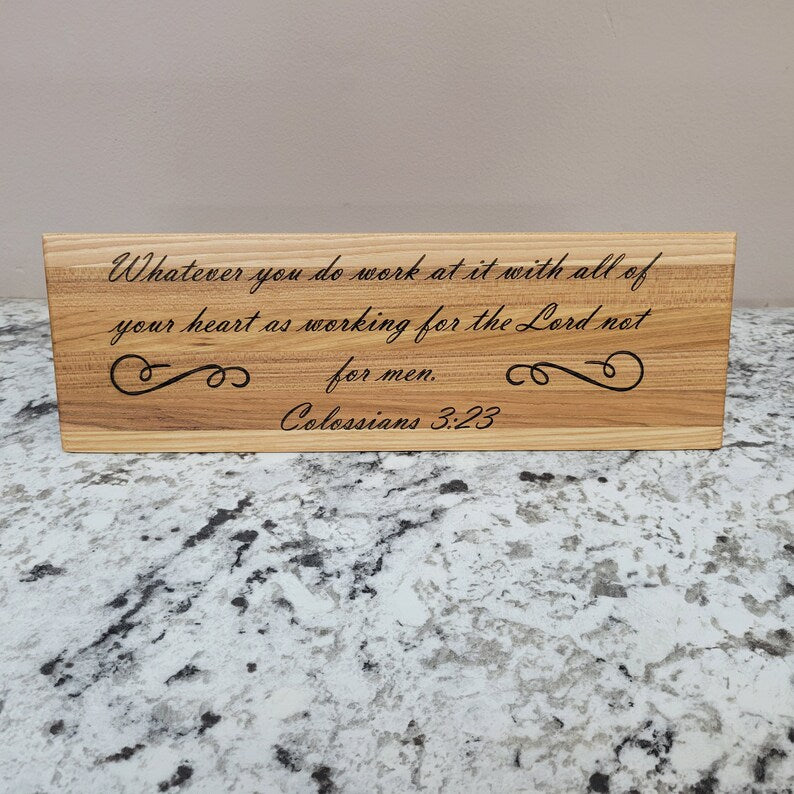 Colossians 3:23 Wooden Bible Verse Plaque