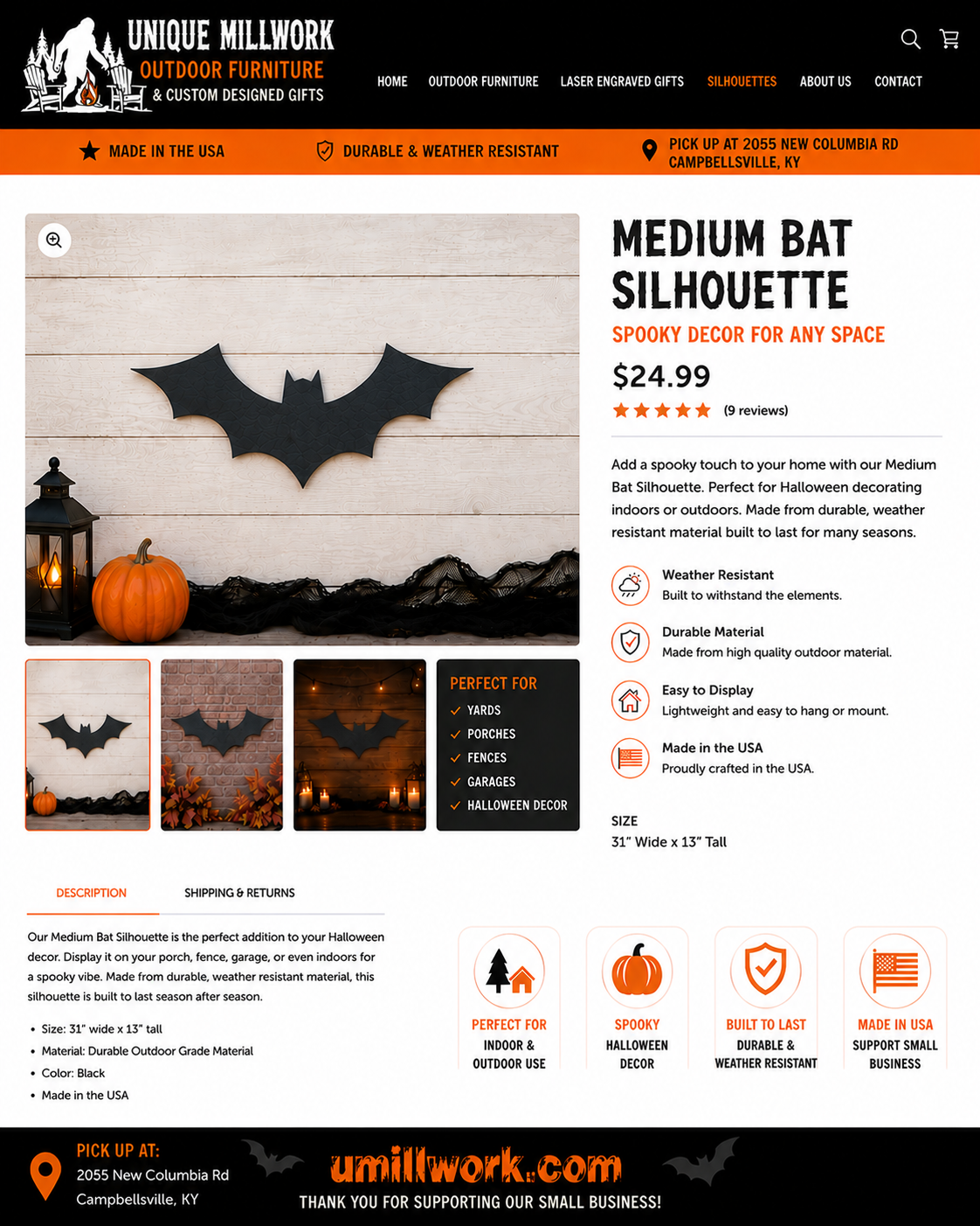 Halloween Medium size Bat Silhouette