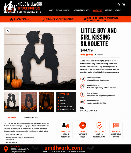 Little Boy and Girl Kissing Silhouette